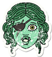 orc rogue character face grunge sticker