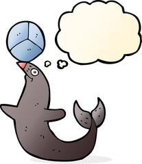 cartoon performing seal with thought bubble