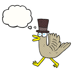 thought bubble cartoon duck in top hat