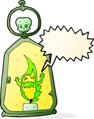 cartoon spooky lantern with speech bubble
