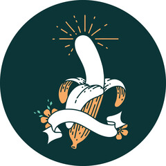 icon of tattoo style peeled banana