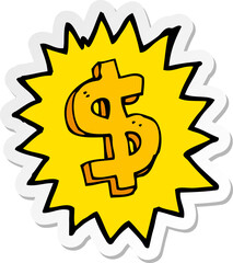 sticker of a cartoon dollar symbol
