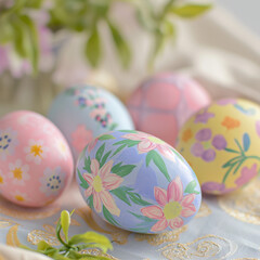 Fototapeta na wymiar Easter egg with spring themed