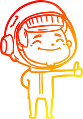 Fototapeta premium warm gradient line drawing happy cartoon astronaut