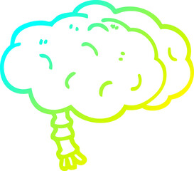 cold gradient line drawing cartoon brain