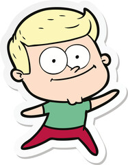 sticker of a cartoon happy man