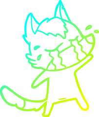 cold gradient line drawing cartoon crying wolf