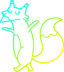 Naklejka premium cold gradient line drawing cartoon fox
