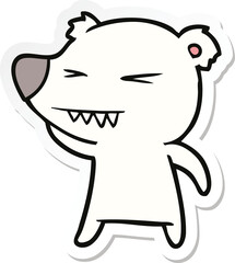 sticker of a angry polar bear cartoon