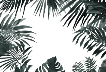 Fototapeta na wymiar Tropical leaves natural shadow overlay isolated on transparent texture background for product presen