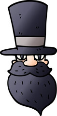 cartoon doodle bearded man with top hat