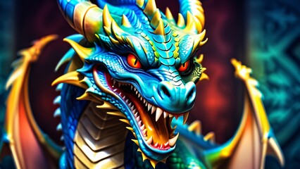 Fototapeta premium Abstract perfection, a colorful Dragon in an incredibly awesome 3D; colorful curves on a wonderfully bright background.