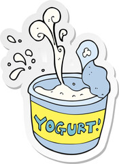 sticker of a cartoon yogurt