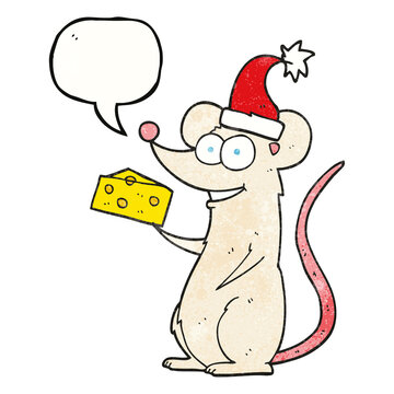 speech bubble textured cartoon christmas mouse