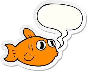 cartoon fish and speech bubble sticker