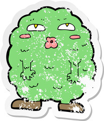 retro distressed sticker of a funny cartoon monster