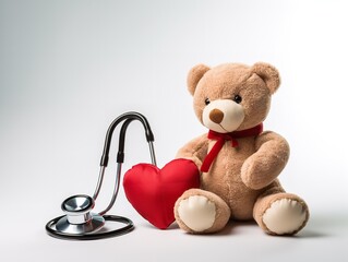 Plush Teddy Bear Soft Toy Isolated on White Background AI Generated