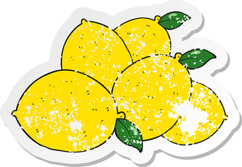retro distressed sticker of a cartoon lemons