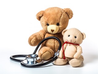 Plush Teddy Bear Soft Toy Isolated on White Background AI Generated