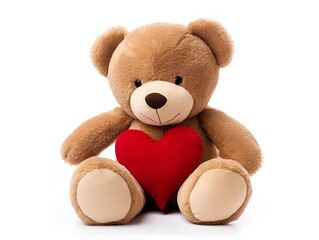 Obraz premium Plush Teddy Bear Soft Toy Isolated on White Background AI Generated