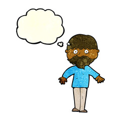 cartoon happy man with thought bubble