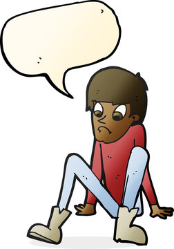 recommend clip art: cartoon boy sitting on floor with speech bubble