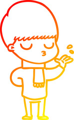 warm gradient line drawing cartoon calm boy
