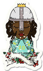 human fighter with natural twenty dice roll illustration