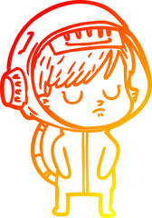 warm gradient line drawing cartoon astronaut woman