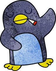 quirky hand drawn cartoon penguin