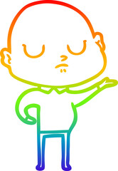rainbow gradient line drawing cartoon bald man