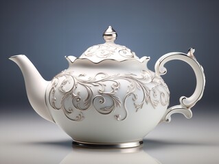 Porcelain Teapot Traditional Beverage Server Isolated on White Background AI Generated