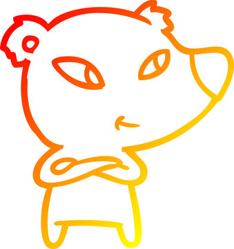 recommend clip art: warm gradient line drawing cute cartoon bear
