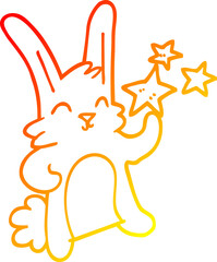 warm gradient line drawing cartoon happy rabbit