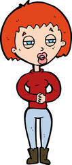 cartoon tired woman