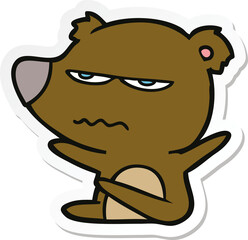sticker of a angry bear cartoon