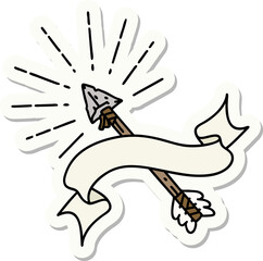 sticker of tattoo style old flint tip arrow
