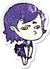 distressed sticker of a cartoon vampire girl