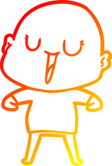 warm gradient line drawing happy cartoon bald man