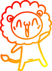 warm gradient line drawing happy cartoon lion