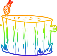 rainbow gradient line drawing cartoon tree stump