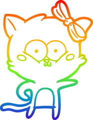 rainbow gradient line drawing cartoon cat
