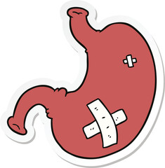 sticker of a cartoon stomach