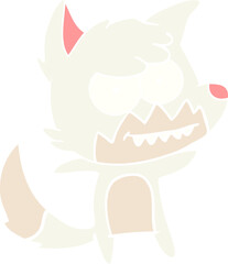 flat color style cartoon grinning fox
