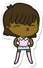 sticker of a cartoon woman