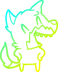 cold gradient line drawing laughing fox cartoon