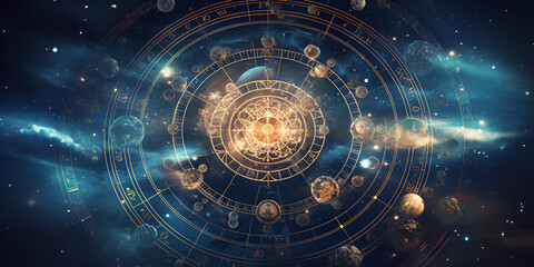 Abstract mystic astrology dark background  - obrazy, fototapety, plakaty