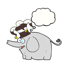 thought bubble cartoon elephant wearing circus hat