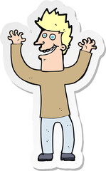 sticker of a cartoon excited man