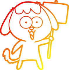 warm gradient line drawing cute cartoon dog